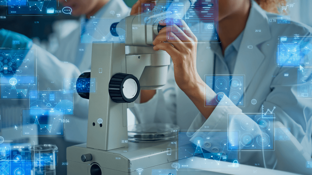 AI for Life Science Blog feature image of person at microscope